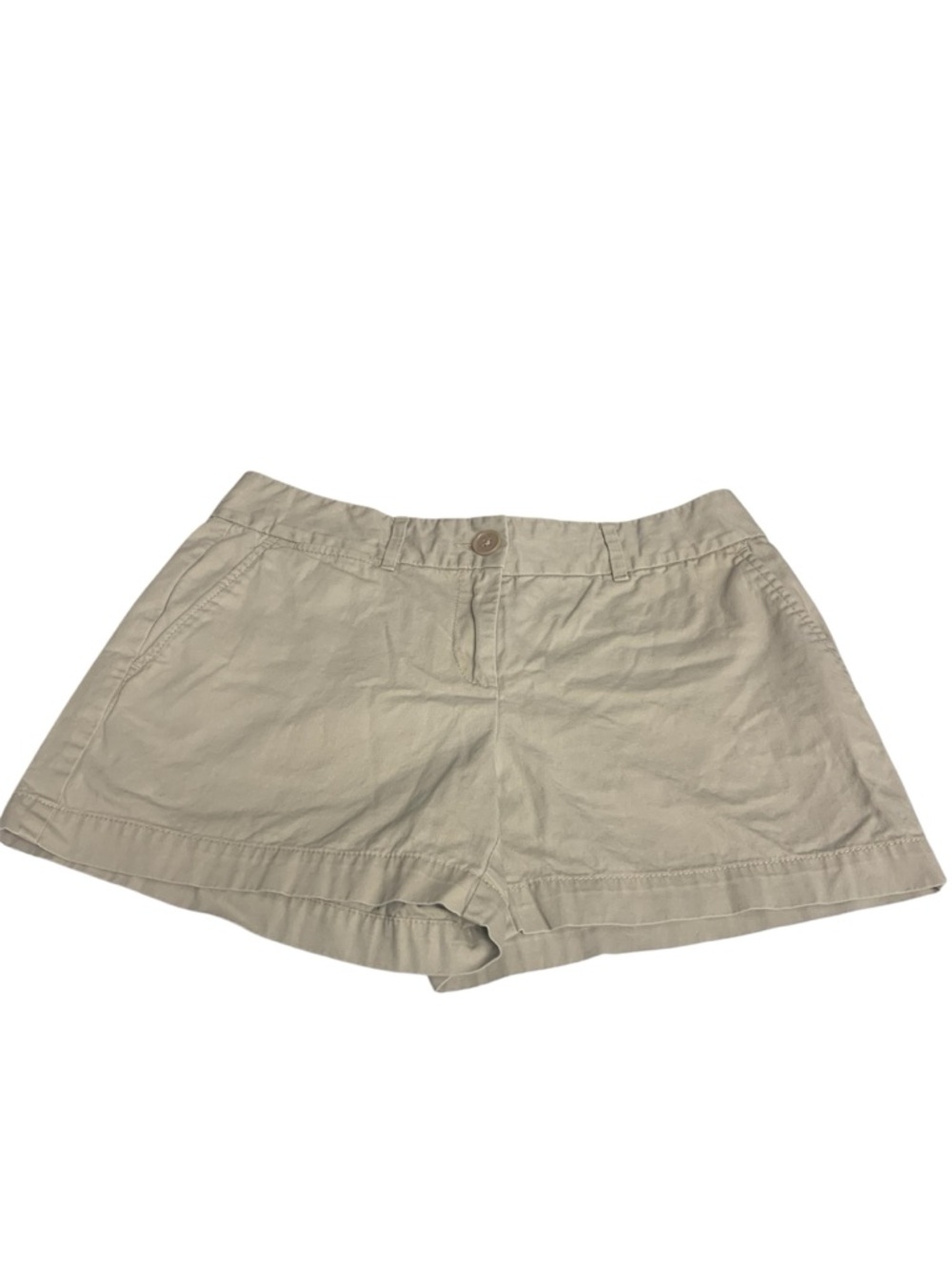 LOFT Ann Taylor Women Khaki Beige Mini Shorts Size 2 Chino Cotton Casual Summer